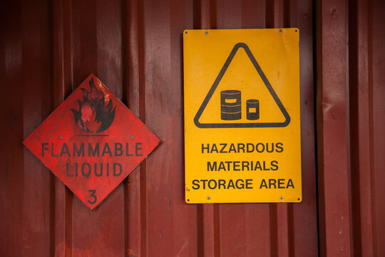 Hazardous materials storage area sign