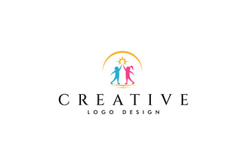 kids logo reaching for dreams in flat vector design