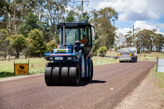 Roadwork, road being re-sealed