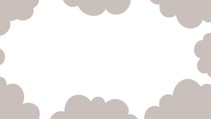 Minimal soft cloud shapes arranged along the edges, creating a smooth and airy frame with a transparent center, ideal for presentations and video backgrounds.