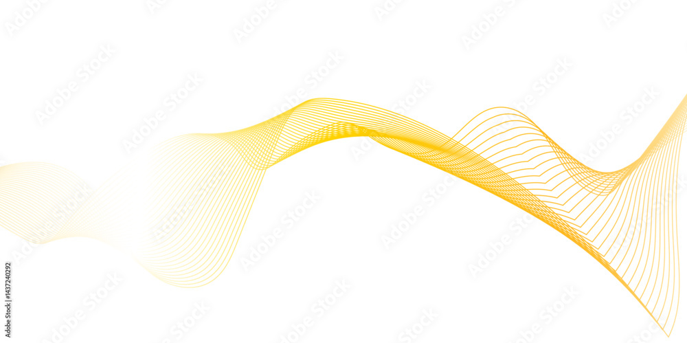 Poster abstract wavy lines flowing curve golden gradient color on transparent background. abstract white ba