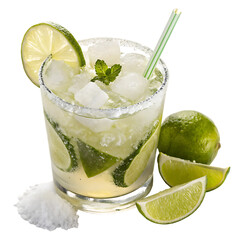 Fototapeta premium Refreshing caipirinha cocktail drink isolated on a white background png ai
