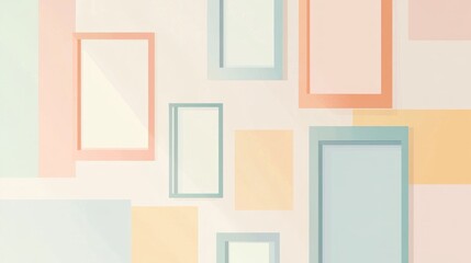 Pastel frames overlap on white;  website background