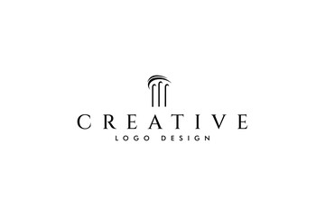 ancient greek rome column pillar logo in abstract design style vector white background