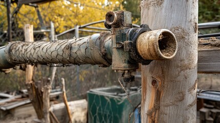 Fertilizer dispenser attached to main pipe of modern drip irrigation setup