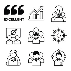 A silhouette of Business training icon vector set on a white background