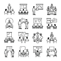 A silhouette of Business training icon vector set on a white background