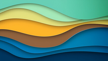 Abstract Wavy Layers in Earth and Sea Tones