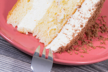 Sweet cake with different layers. Dessert for holidays or various occasions