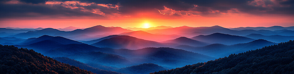Obraz premium distant_blue_mountains_sunset,