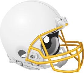 Fototapeta premium White American football helmet with a yellow mask and chin strap