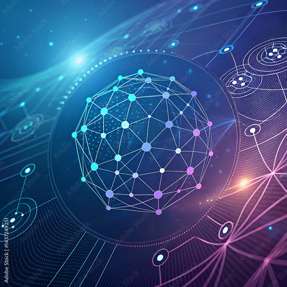 Poster futuristic neural network grid high-resolution background