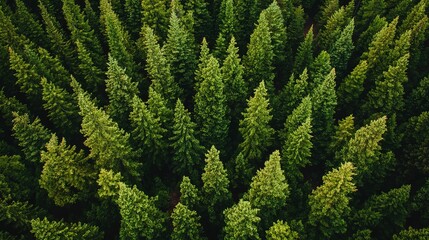 Towering Evergreens and the Scent of Pine Needles in a Serene Backdrop. Majestic Forest Scene with Rich Green Foliage and Calm Atmosphere.