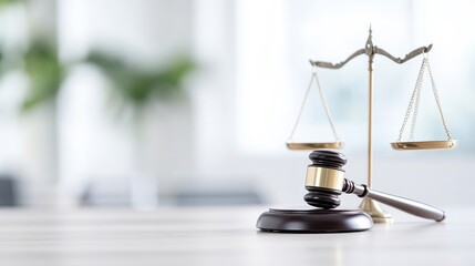 Justice scales and gavel on a table