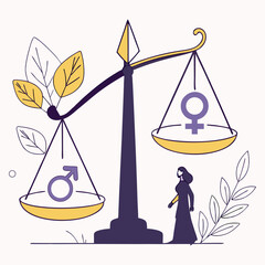 Symbolic scales of justice and dollar money illustrate the balance of law and finance