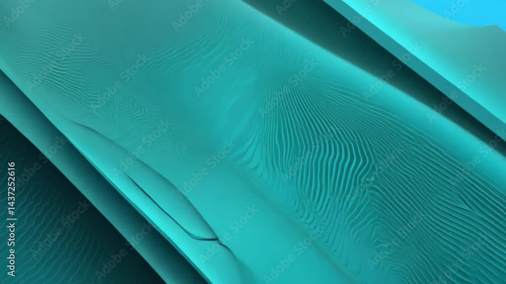 Poster 3d teal backdrop with abstract ripples and geometric patterns for modern design