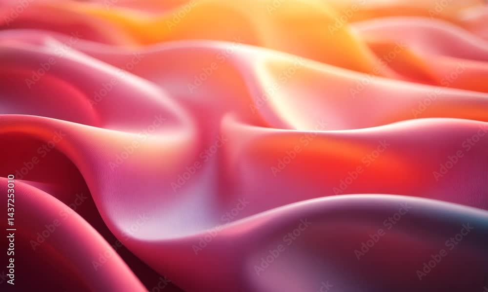 Poster abstract waves of color: a captivating display of pink, orange, and red tones creating an mesmerizin