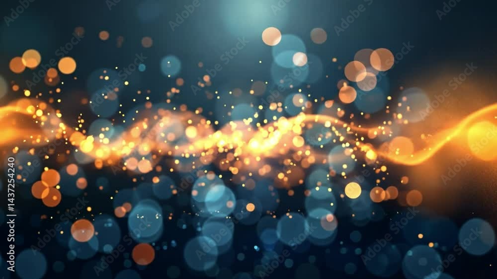 Poster mesmerizing abstract background with shimmering bokeh lights in blue and orange, creating depth and 