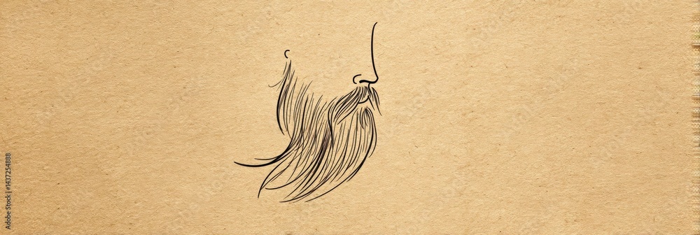 Poster Minimal Illustration of a Beard on Craft Paper Texture Background Highlighting Artistic Simplicity in Design