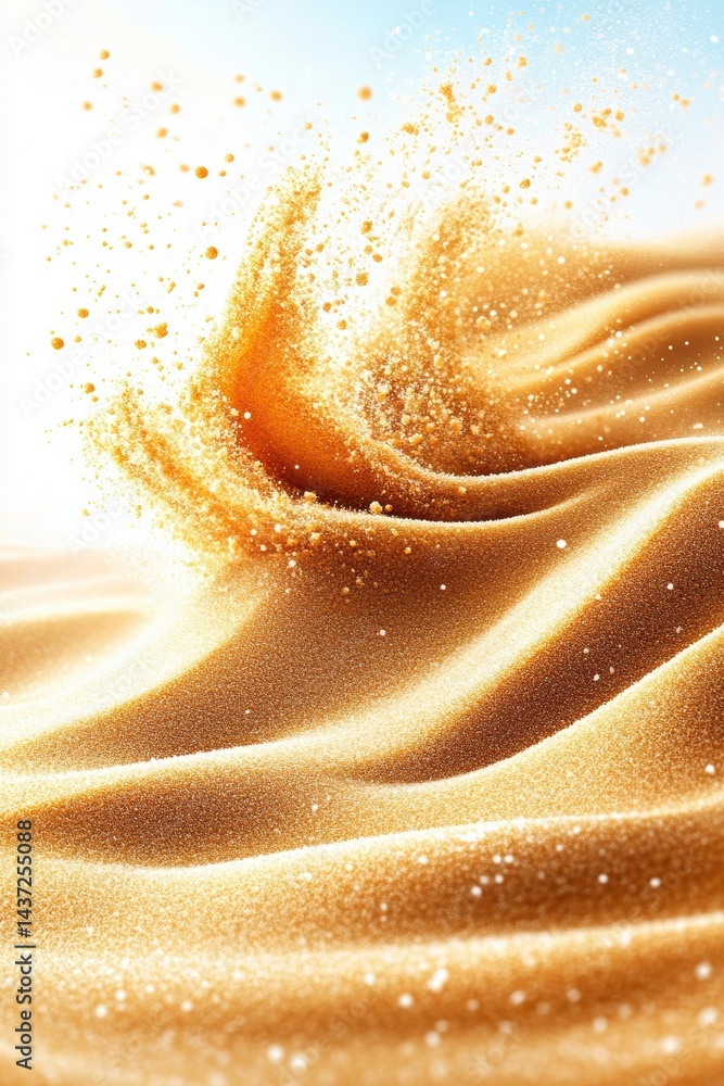 Poster dynamic sand waves creating artistic patterns desert landscape abstract photography bright environme