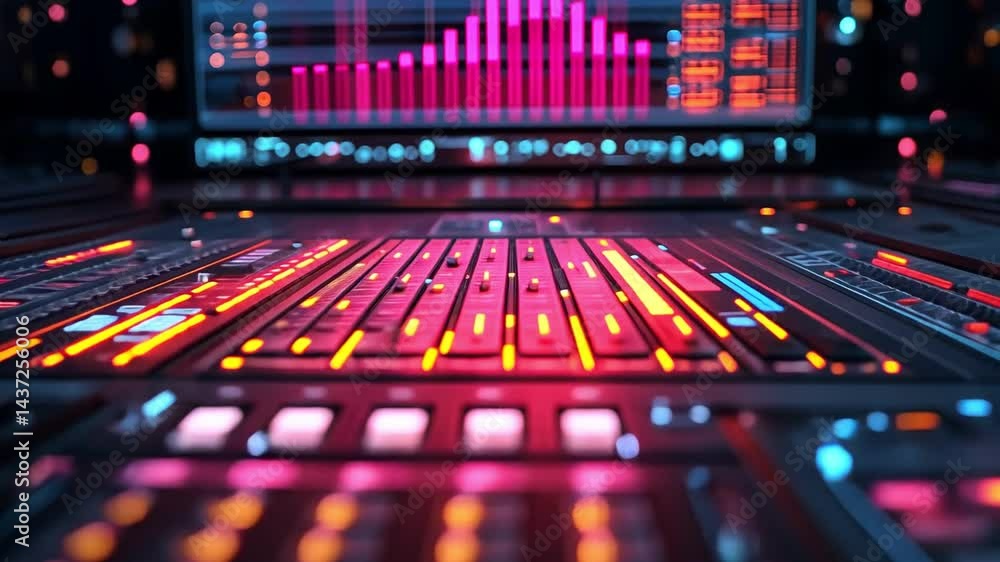 Aufkleber futuristic digital interface featuring vibrant colors, glowing buttons, and advanced technology for 