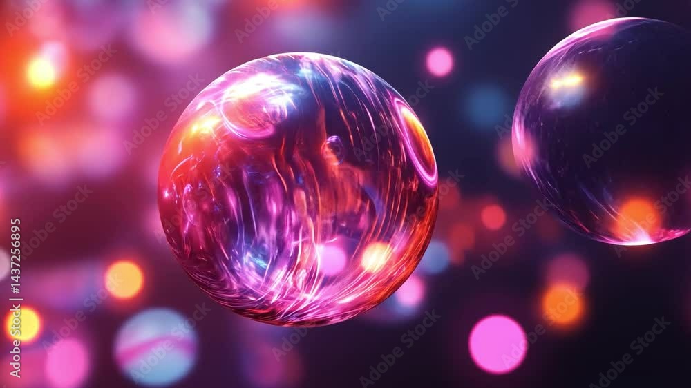 Poster colorful abstract spheres in vibrant background dynamic display of depth and energy