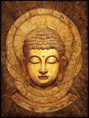 The birth, enlightenment and nirvana of the Buddha Intricate representation of a serene Buddha, symbolizing peace and tranquility, crafted with stunning detail and rich textures.