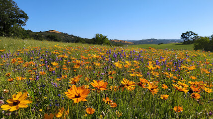 Fototapeta premium Flowers on a cream colored background. Generative AI