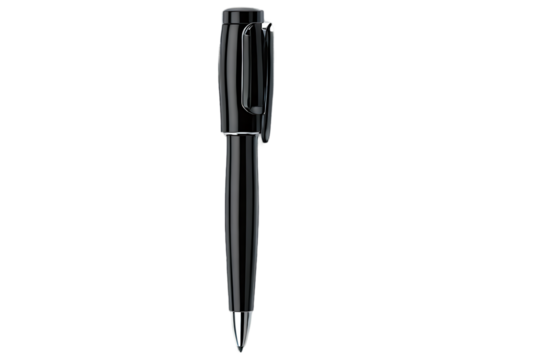 Black Ballpoint Pen on Transparent Background