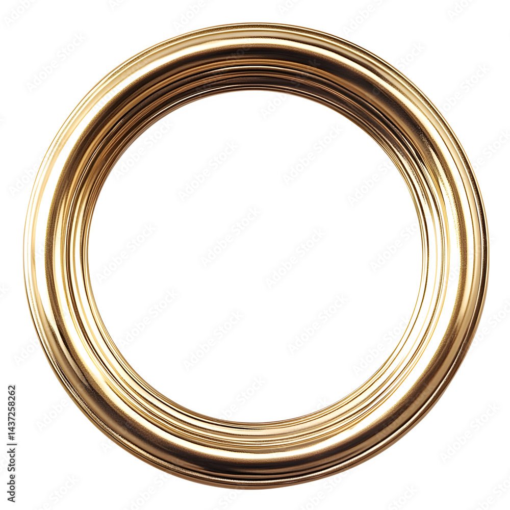 Poster a shiny golden ring frame with a smooth surface and a black background in a studio setting view