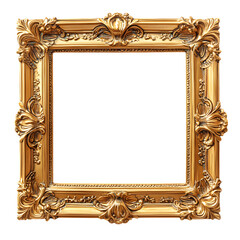 Ornate gold picture frame with floral details and a black background creating a luxurious aesthetic