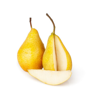 recommend clip art: Yellow pear and slices isolated on a white background, contour