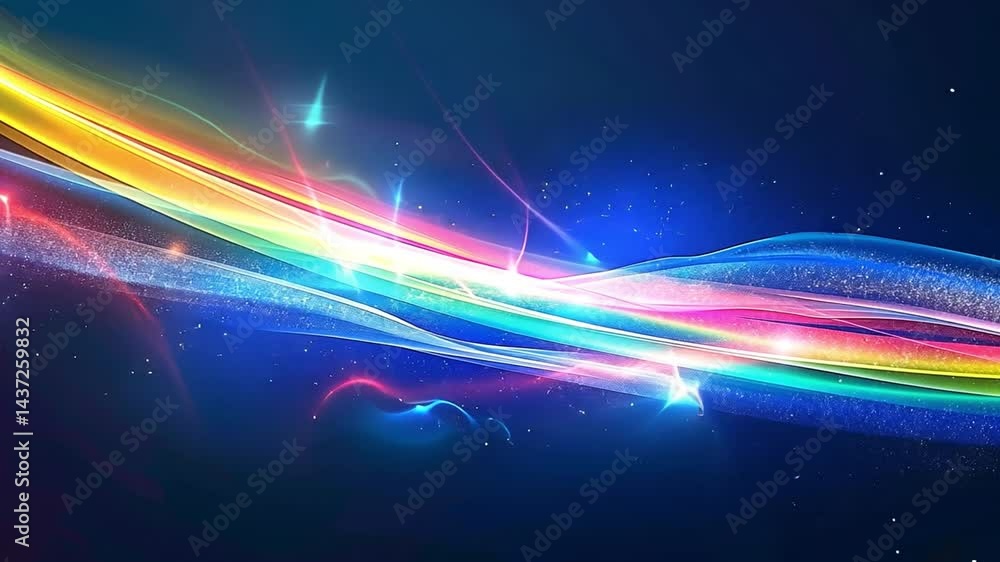 Poster vibrant abstract background with colorful light trails and sparkling effects, showcasing motion and 