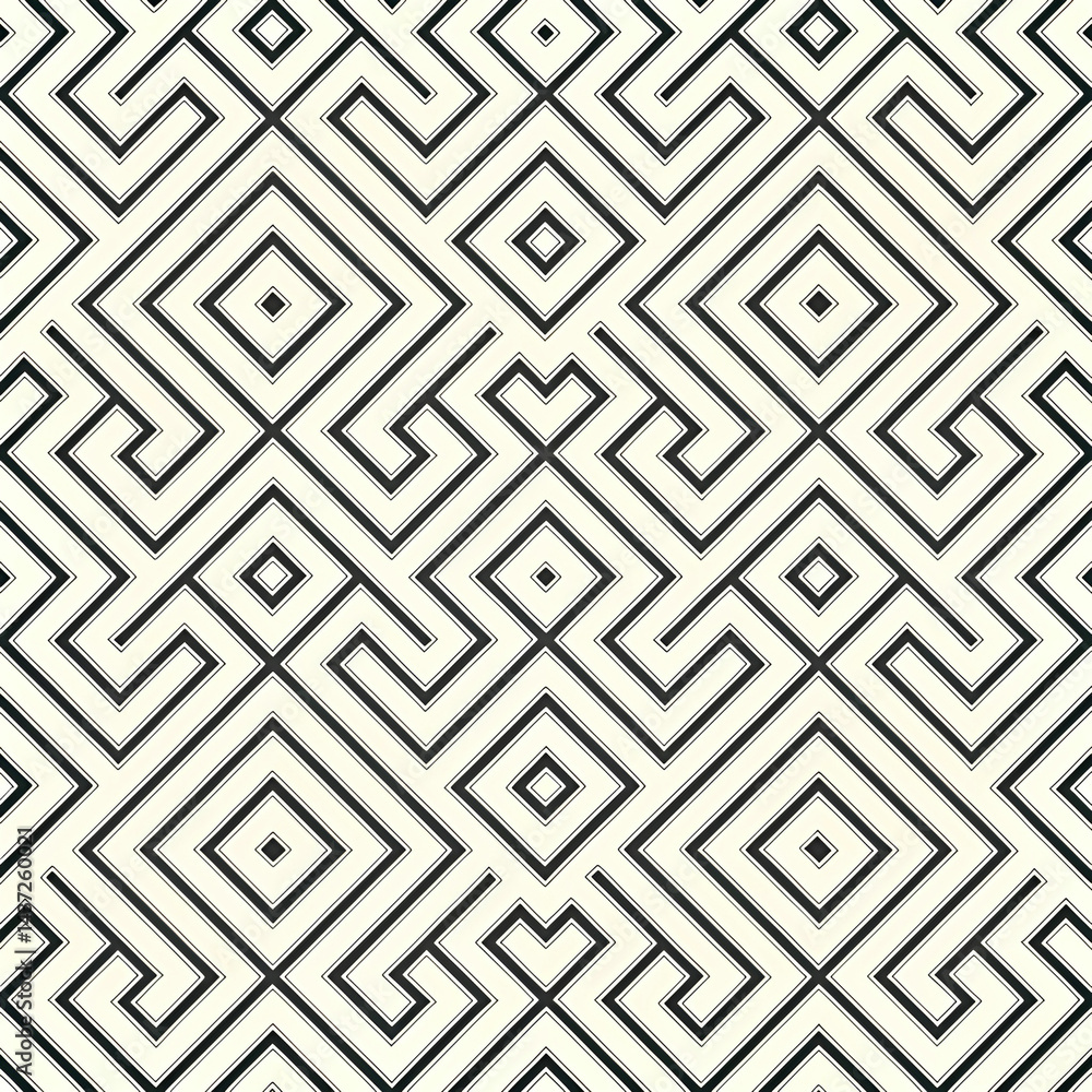 Poster minimal monochrome geometric maze pattern seamless design