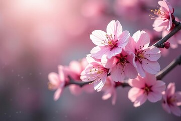 Delicate pink sakura blossoms, intricate branch pattern, sakura, pink flowers