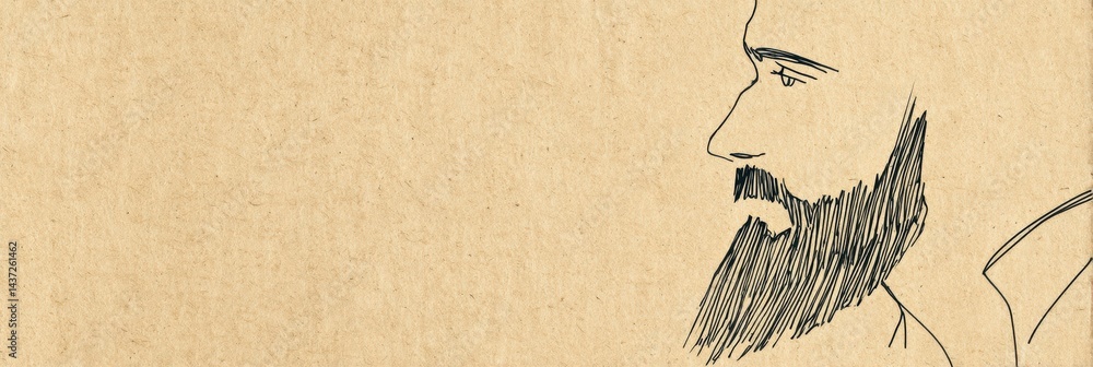 Leinwandbilder minimalist illustration of a beard on craft paper texture creating an artistic expression of masculi