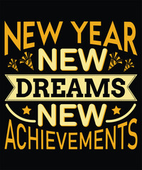 Happy New Year Typography Text style T-shirt Design