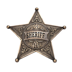 Antique Sheriff Star Badge: Vintage Law Enforcement Insignia on transparent background