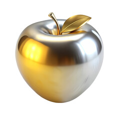 Metallic Gold and Silver Apple Abstract Fruit Image Stock Photo isolated on transparent background