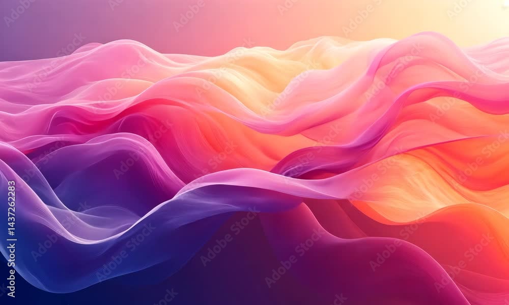 Poster abstract gradient waves of color creating a smooth fluid transition, offering tranquility and calmne