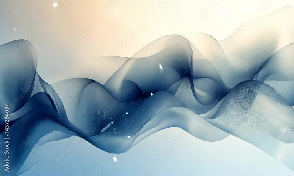 Poster serene fluidity: a calming abstract visualization of ethereal light and flowing forms, creating a tr