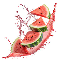 Juicy Watermelon Splash: Fresh Summer Fruit Image on transparent background