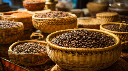 Fototapeta premium roasted coffee in street food on market