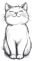 Obraz premium A happy cat illustration with a cute expression.