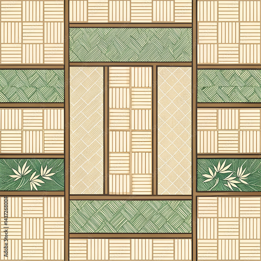 Poster modern japanese tatami grid pattern seamless vector design