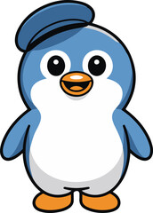 Cute Cartoon Penguin – Perfect for Kids’ Designs, Holiday Cards, and Animal Illustrations , Adorable Cartoon Penguin Vector , Cartoon Penguin Clipart