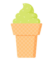 cute matcha ice cream cartoon dessert food illustration cllipart