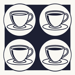 Set of Coffee Cup Icon Silhouette