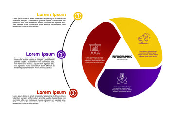 Vector circle arrows triangle infographic, cycle diagram, graph, presentation chart. Business concept with 3 options, parts, steps, processes.