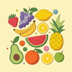 Assorted Fruits Illustration